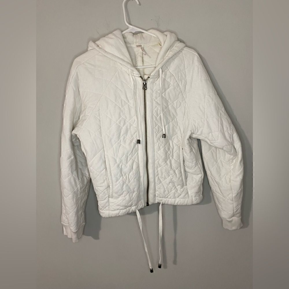 Free People quilted split back ivory jacket - Picture 3 of 7